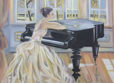 Frau am Klavier, Ölmalerei