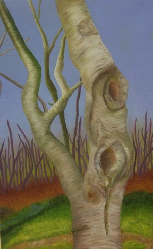 Baum, gemalt mit Ölfarbe 
