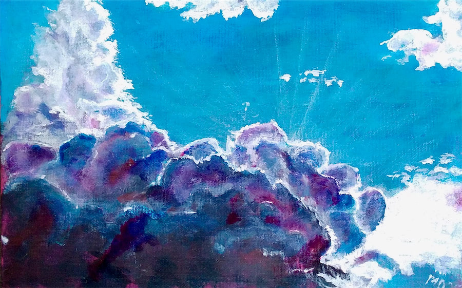 Frisch gemaltes Acrylbild aus dem Malkurs